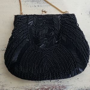 Black beaded evening bag